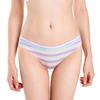 Women's Rainbow Striped Low-Rise Pure Cotton Panties - Cute & Breathable with Half Hip Coverage for Teens
