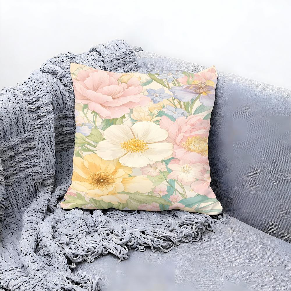Sweet Light Pink Petals Pattern Cushion Cover Premium Comfort Reversible Pillow Cov in One Design for Any Room Car Interior