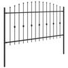 Spike Fence Posts Black 200 X 150 Cm Powder Coated Steel