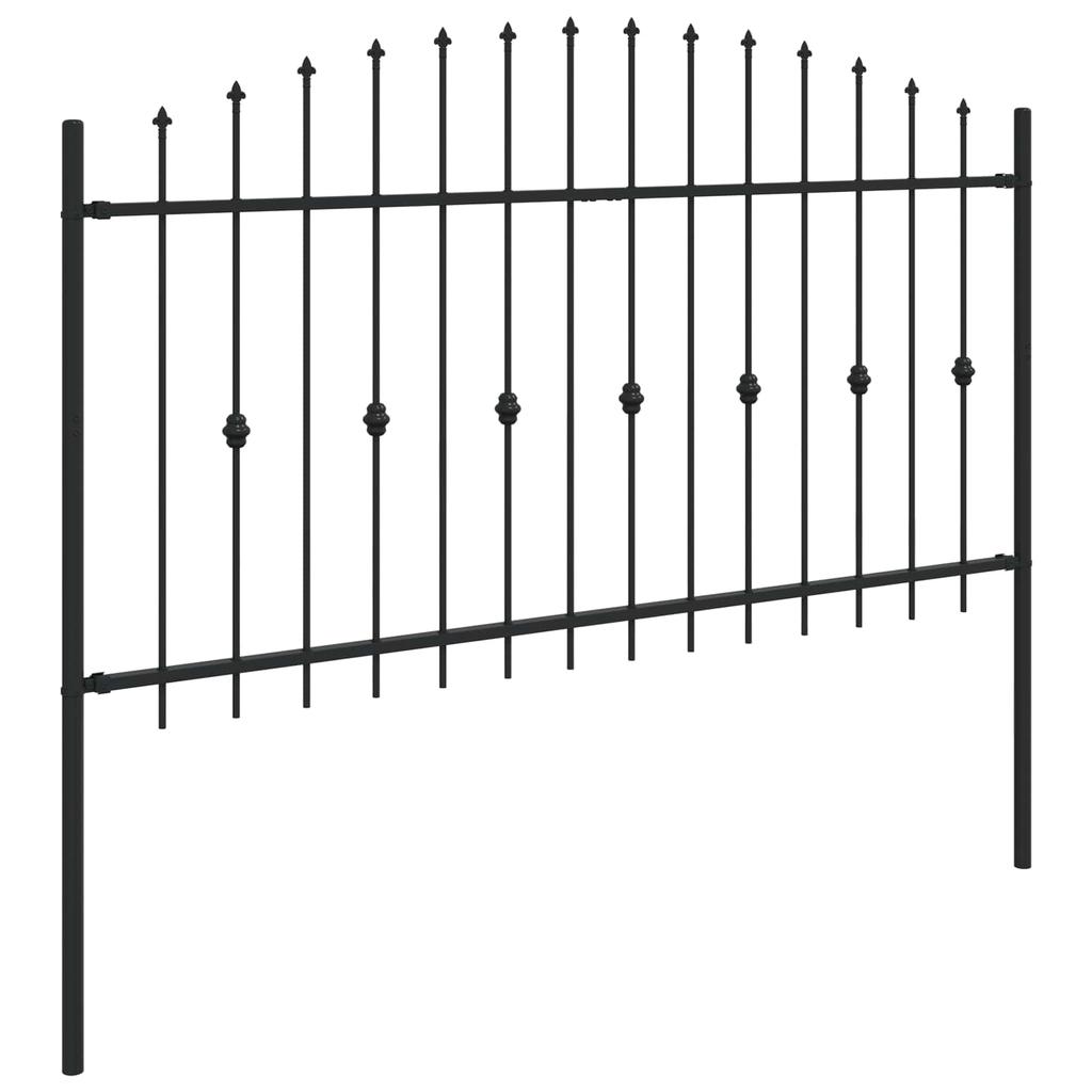 Spike Fence Posts Black 200 X 150 Cm Powder Coated Steel