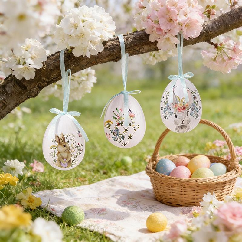 Easter Decorations Easter Bunny Egg Pendant Rabbits Egg Ornament Party Favors Desk Accessories Easter Party Supplies