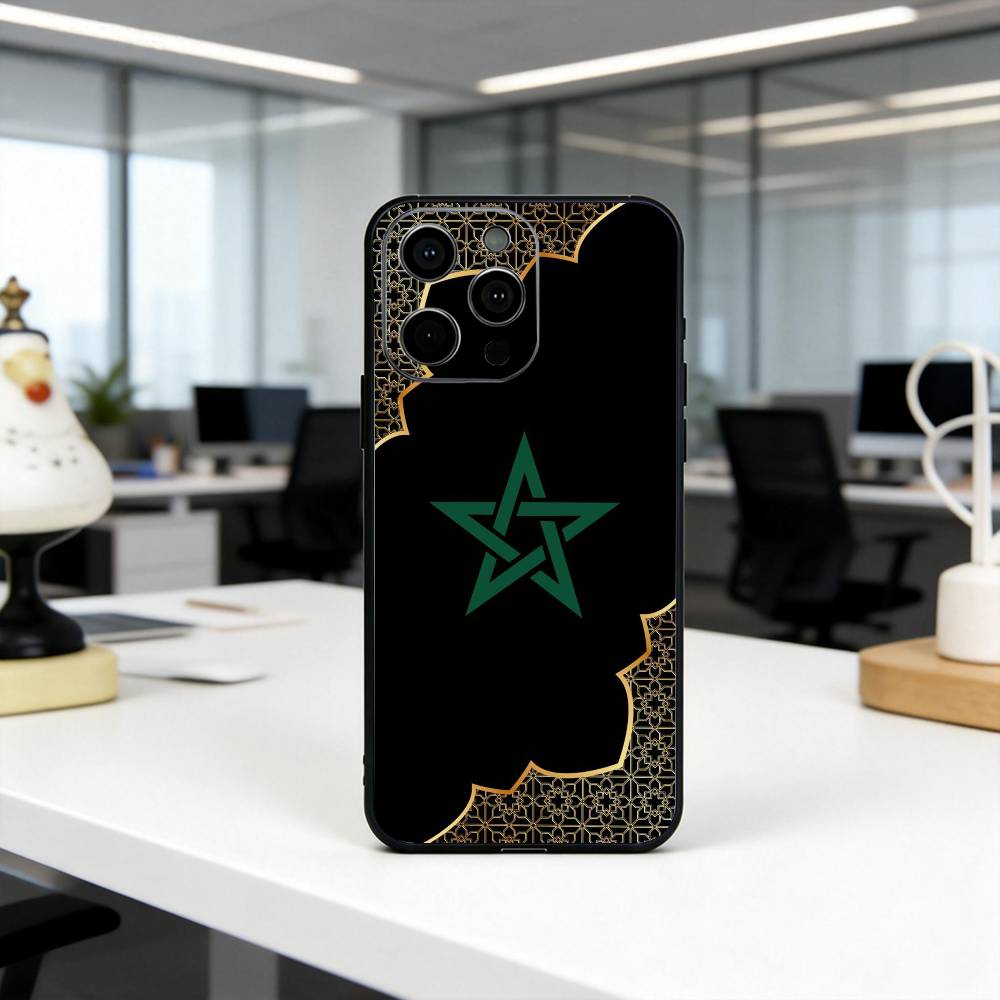 M-Morocco F-Flag ART Phone Case For iPhone 17, 16,15,14,13,12,11 Plus,Pro Max, Others Soft Black Cover