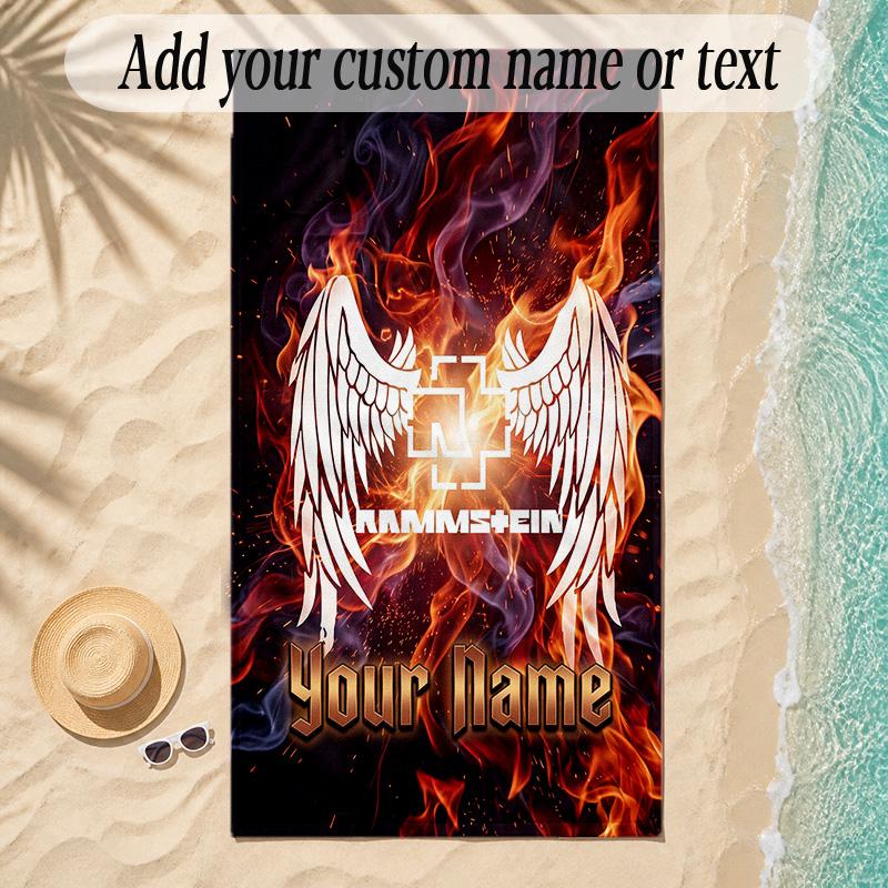 Beach TowelRammstein Custom Name Text Personalized Soft Towel for Beach Pool Indoor Home Decor Gift