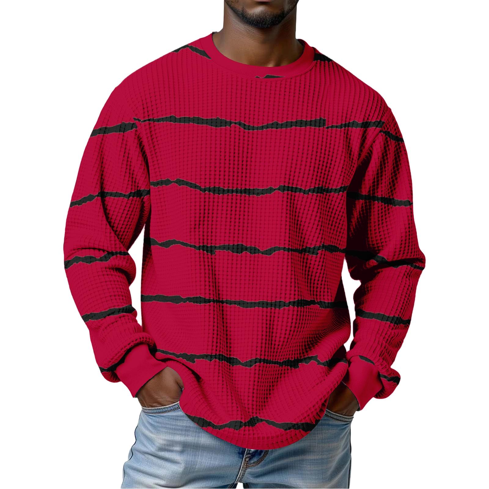 

Мужская повседневная стильная рубашка с принтом в полоску и текстурой - Мужская рубашка с длинным рукавом и круглым вырезом XXL красный