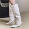 Designer Sexy Patent Leather Woman Knee-High Boots Thin Heels Long Booties Belt Buckle Strap Stripper Shoes
