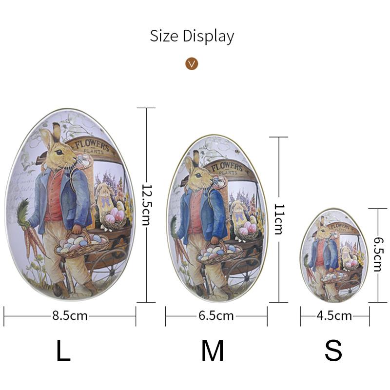 Metallbonbondose in Ostereiform, bedruckt mit niedlichem Hasen, Eier-Bonbonbox, Osterfest, Partygeschenk, Geschenkverpackung, Dekobedarf