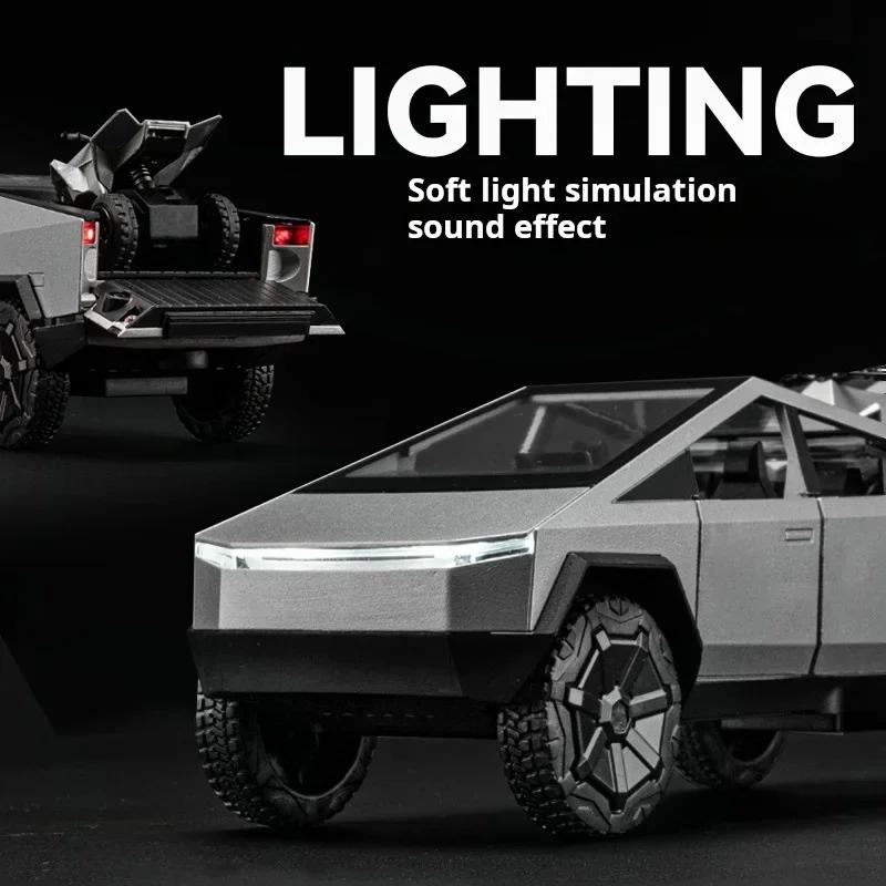 1/32 Tesla Trailer Rv Alloy Car Model Table Set Children's Toys Die Cast Collection Car Model Toys