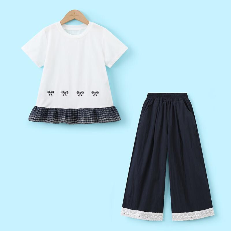 Montagut Girls' Summer Bow T-Shirt & Pants Set