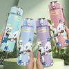 1PC Angel Wing Saint Pair Figure 750ml Color Plastic Sports Water Bottle Leakproof Flip Straw Lid Suitable for Sports Office Home Use