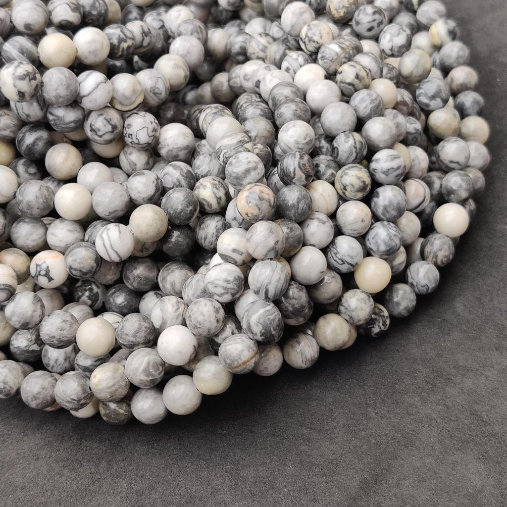 Amazing Matt Gray Map Jasper Natural Gemstone Beads, Loose Gemstone Beads, 6mm 8mm 10mm Smooth Round Beads.