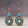 Vintage Ethnic Style Flower Shape with Blue Synthetic Turquoise Women's Earrings Design Suitable for Daily Holiday Gifts