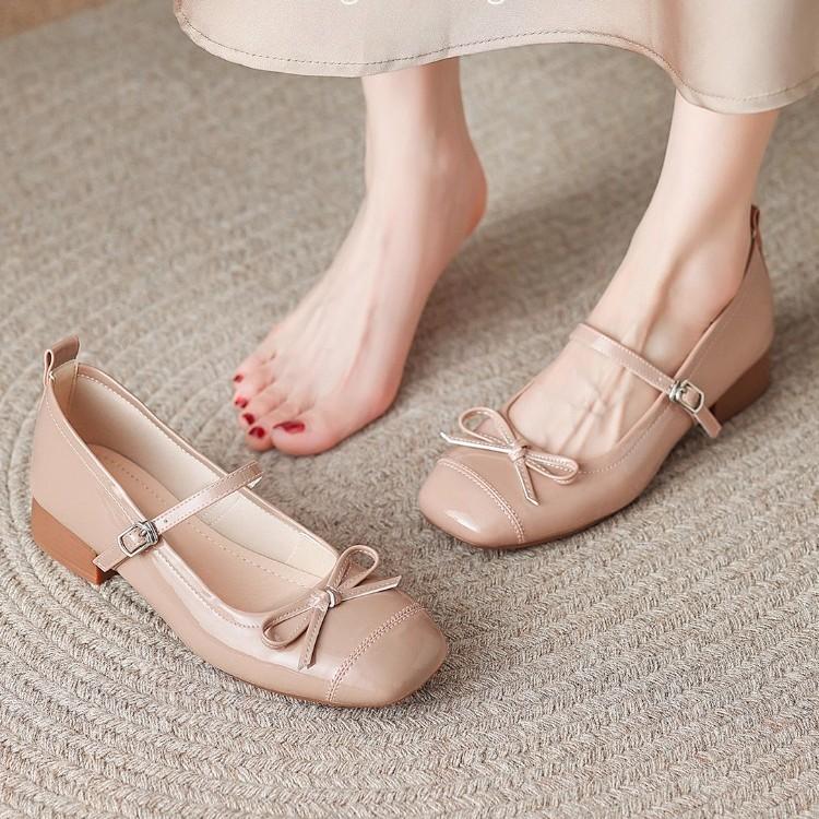 Leather Version~ Flat-bottomed Comfortable Soft-soled Shoes with Bow and Light Mouth Laden Shoes Versatile Retro Grandma Mary Jane