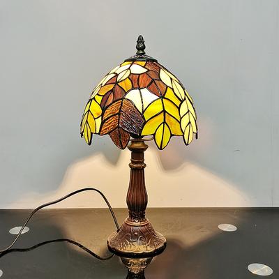 20CM Europäischer Stil Blatt Kleine Tischlampe Tiffany Stil Wohndekoration, Studie Glas Antike Geschenk Boutique Beleuchtung Dekoration