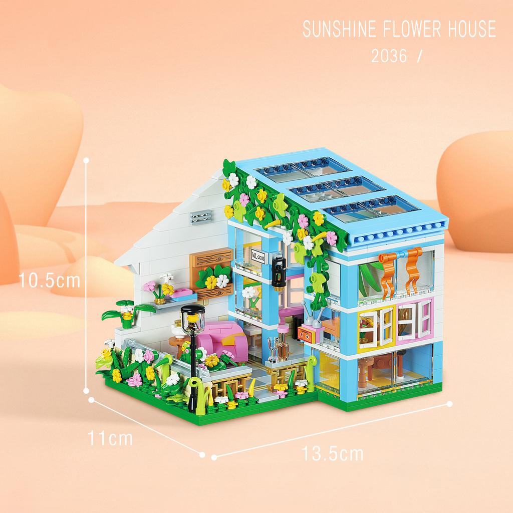 Idea Fairy Tale Street View Mini Block Idyllic Style Flower Dessert Pastry Shop Studio Florist House Room Building Brick Toys