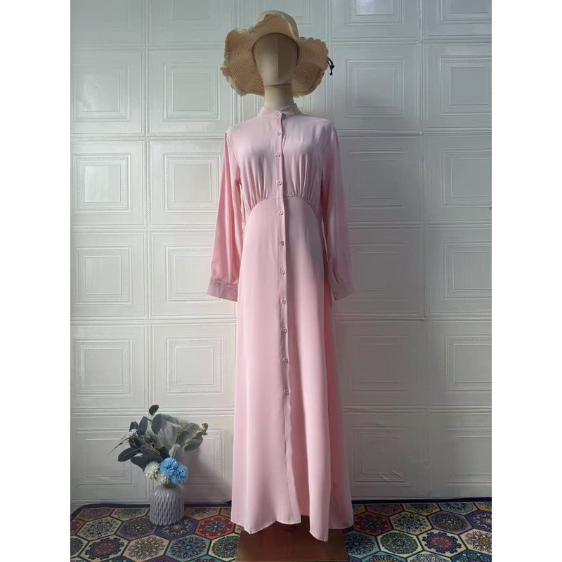 

Western Style New Fashion Temperament Slim fit Single Breasted Long sleeve dress Single Brewed Dress Light pink 2XL