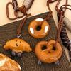 Braided Rope Alkali Water Bread Bag Pendant Handmade Imitation Bread Cartoon Hanging Ornament Keychain Pendant