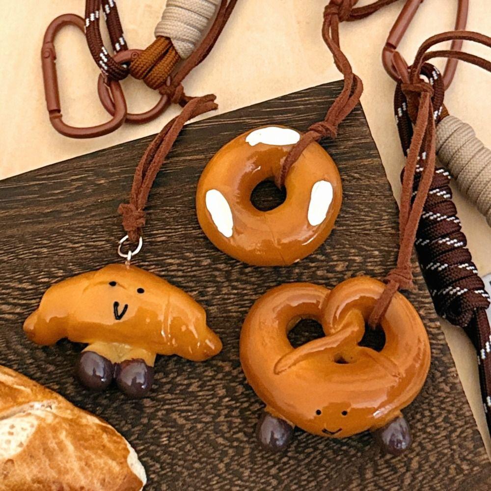 Braided Rope Alkali Water Bread Bag Pendant Handmade Imitation Bread Cartoon Hanging Ornament Keychain Pendant