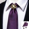 Hi-Tie Weinrote Krawatte für Herren, Krawatte, Einstecktuch, Manschettenknöpfe, Legierung, Krawattenring, Bolo-Krawatte, Boutonniere-Set