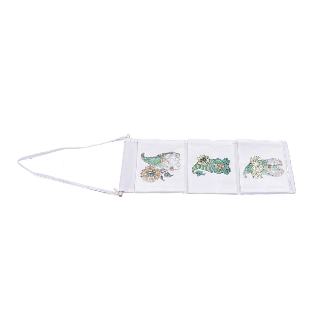 Hanging Storage Bag 3 Compartment Foldable Rhinestone Painting Pattern DIY Hanging Organizer for Door Wall