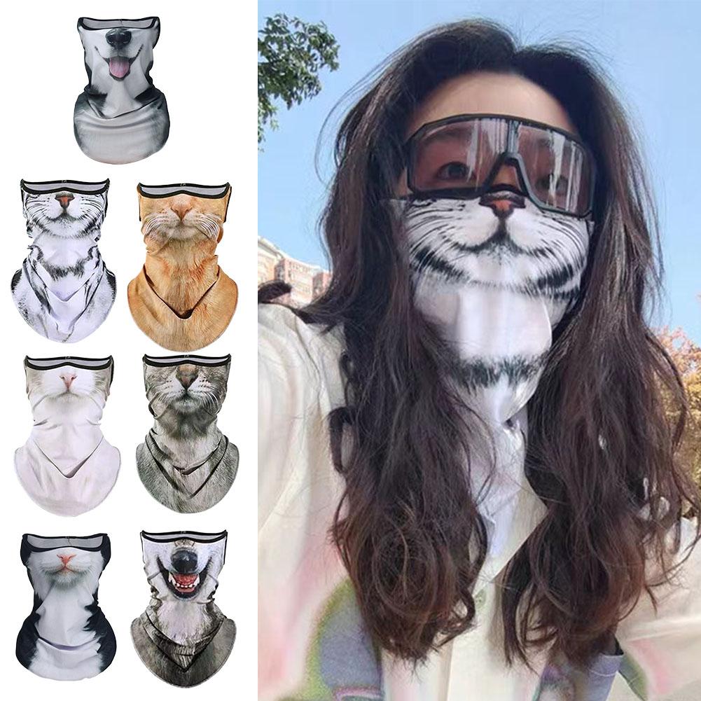 3D Cute Animal Balaclava Motorcycle Motocross Ski Snowboard Hat Helmet Liner Cat Dog Biker Neck Warmer Face Cap Cycling Headgear