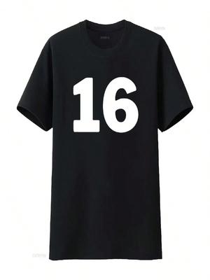 Unisex Number 16 T Shirt Sixteen Jersey Uniform Sports Birthday Black 2X Large Vintage Washed Designer Clothes Stretched