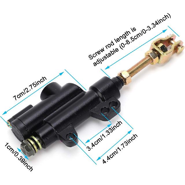 Universal Rear Brake Master Cylinder, Rear Foot Brake Hydraulic Master Cylinder Pump for Motorbike ATV Dirt Bike(Black)