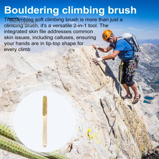 Climbing Equipment Accessory 2-In-1 Rock Brush Soft Bristle Bouldering with Beech Wood Pocket-friendly Handle Callus Remover Eco-Friendly Boar