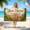 Mushroom Forest Theme Soft Beach Towel Personalized Custom Name Text Towel Portable for Beach Pool Travel