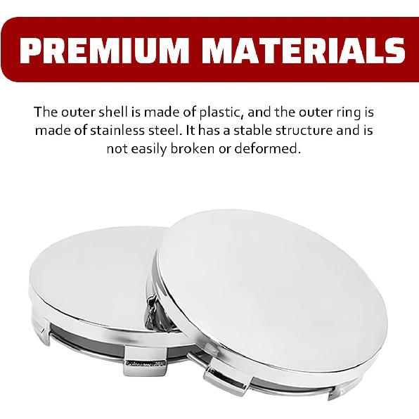 Car Wheel Center Hub Cover, 4PCS 2.36" OD 2.2" ID Vehicle Wheel Hub Modification Decoration, Snap-in Automotive Central Hubcap Replacement, Universal