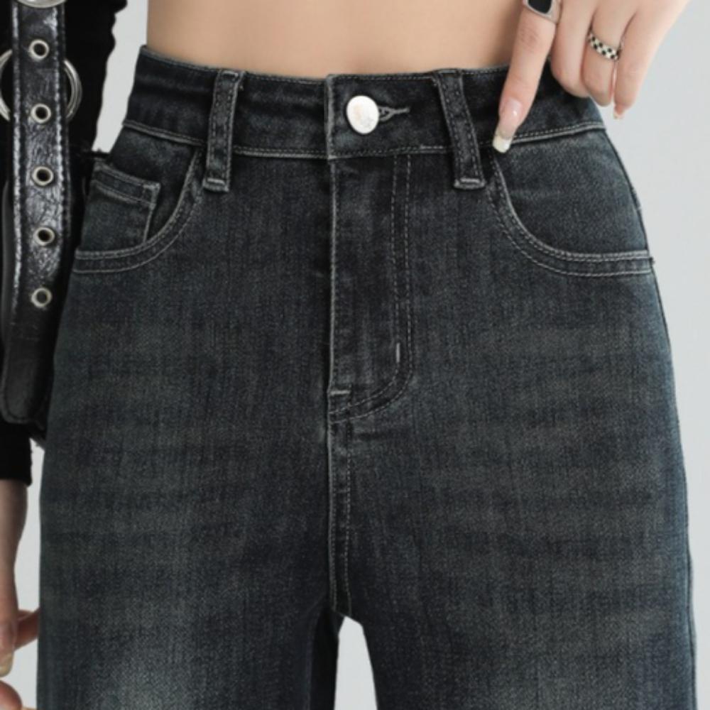 Spring High Waist Slim Straight Jeans for Women