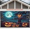 Party Backdrop Halloween Flat Scary Pumpkin Scarecrow Multi Layered Celebrations Event Photo Background Front Door Decor