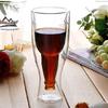 Manual Blown Transparent Glass Juice Cup, Irregular Creative Double-layer Beer Red Wine Glass 350ml