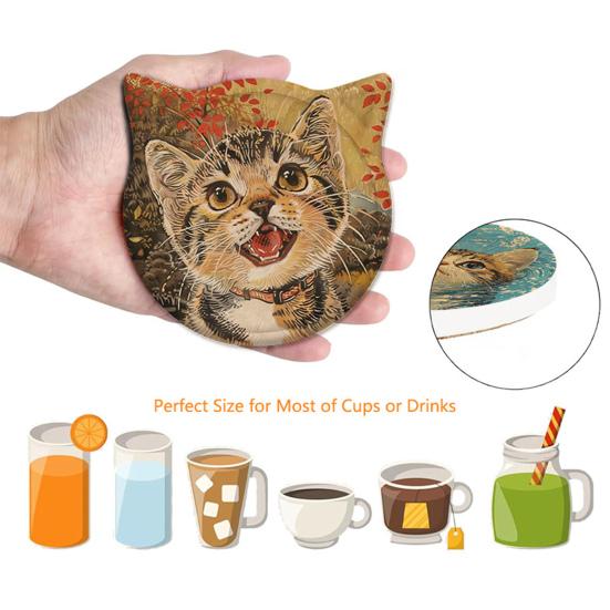 Cartoon Cat Ceramic Coasters