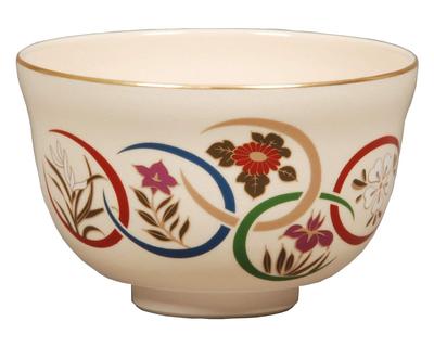 Miyachi Eikou Matcha Bowl White Size: Diameter 12.4 X Height 7.8cm Ninsei Flower Pattern Paper Box