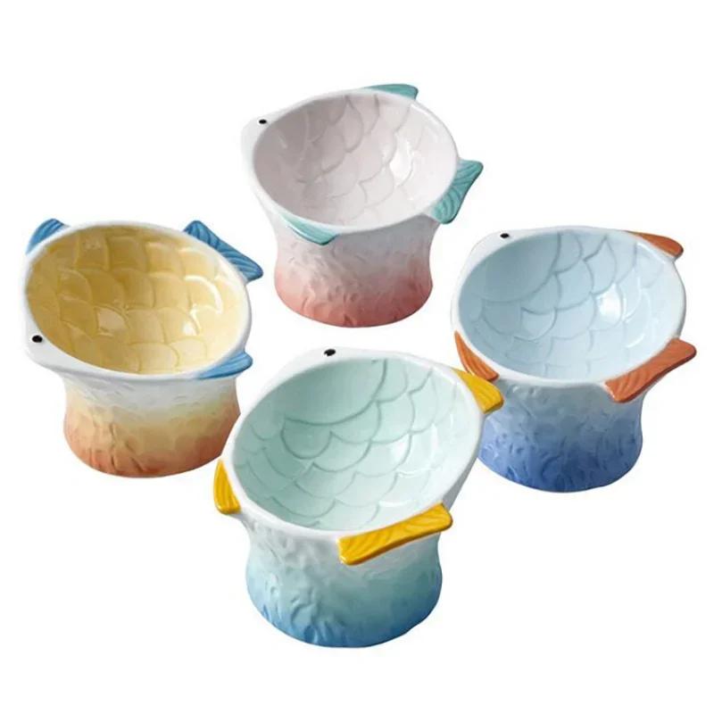 Ceramic Elevated Cat Bowl Pet Feeder Dish Dog Treats Bowls Plate Feeding Eating Kitten Decorative Creative Raised Water