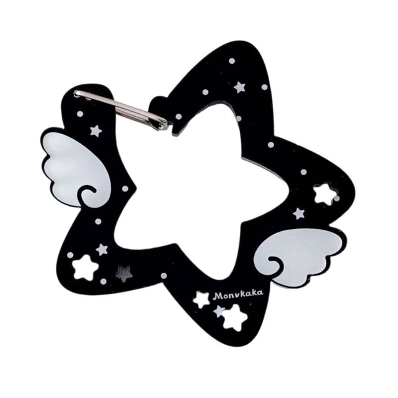 Acrylic Wing/Star Shape Carabiner Hook Clips Card Holder Keychain Portable Outdoor Keyring Hook Backpack Pendant Gifts