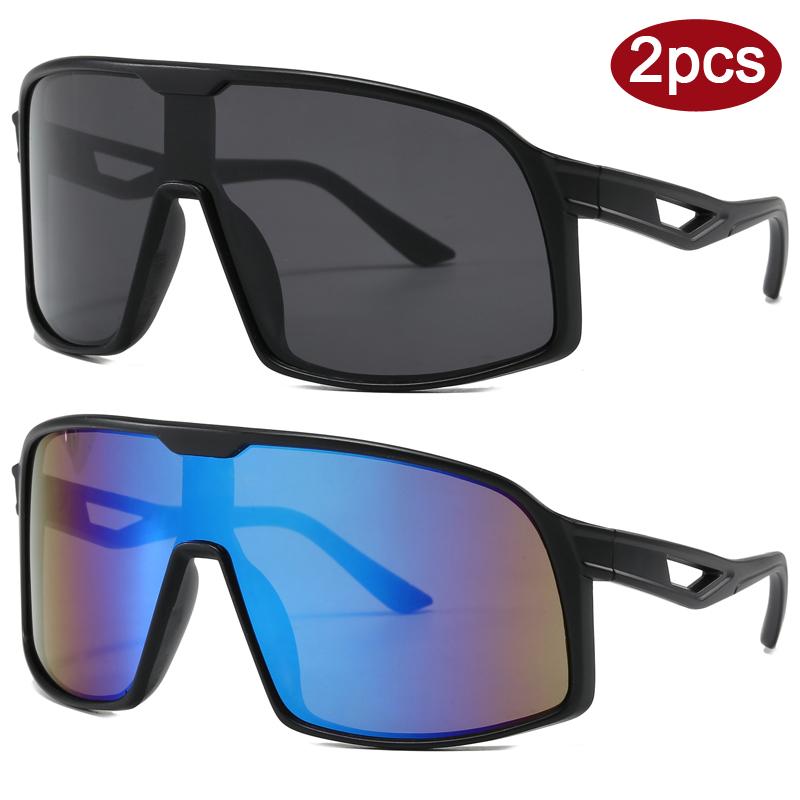 

2 шт. Новые велосипедные солнцезащитные очки с большой оправой для занятий спортом на открытом воздухе, солнцезащитные очки с цельной оправой, мужские и женские очки для вождения, рыбалки, UV400