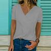 Women's V-neck Tunic Short Sleeve Loose Top T-shirt Plus Stylish Blouse Option