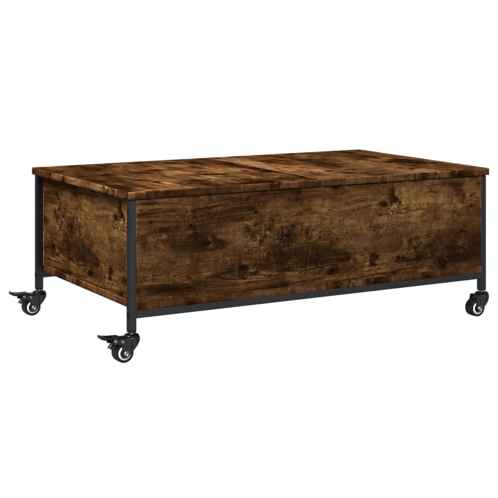 Vidaxl Tavolino da caffè su ruote, Rovere affumicato, 91x55x34 cm