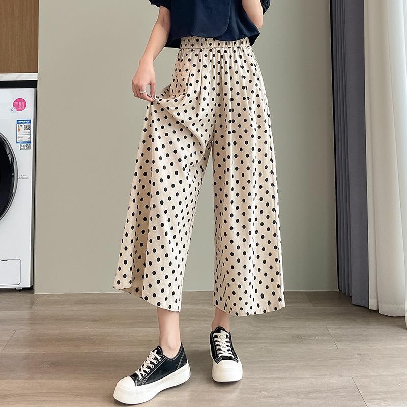 Loose-fitting Cotton and Linen Pants for Women In Summer Casual Nine-inch Wide-leg Pants with A Good Drape and Flared Pants