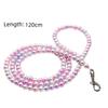120cm/4ft Dog Cat Pearl Leash Silver Snap Hook Dog Leash Beaded Pet Dog Leash  Small Medium Dogs