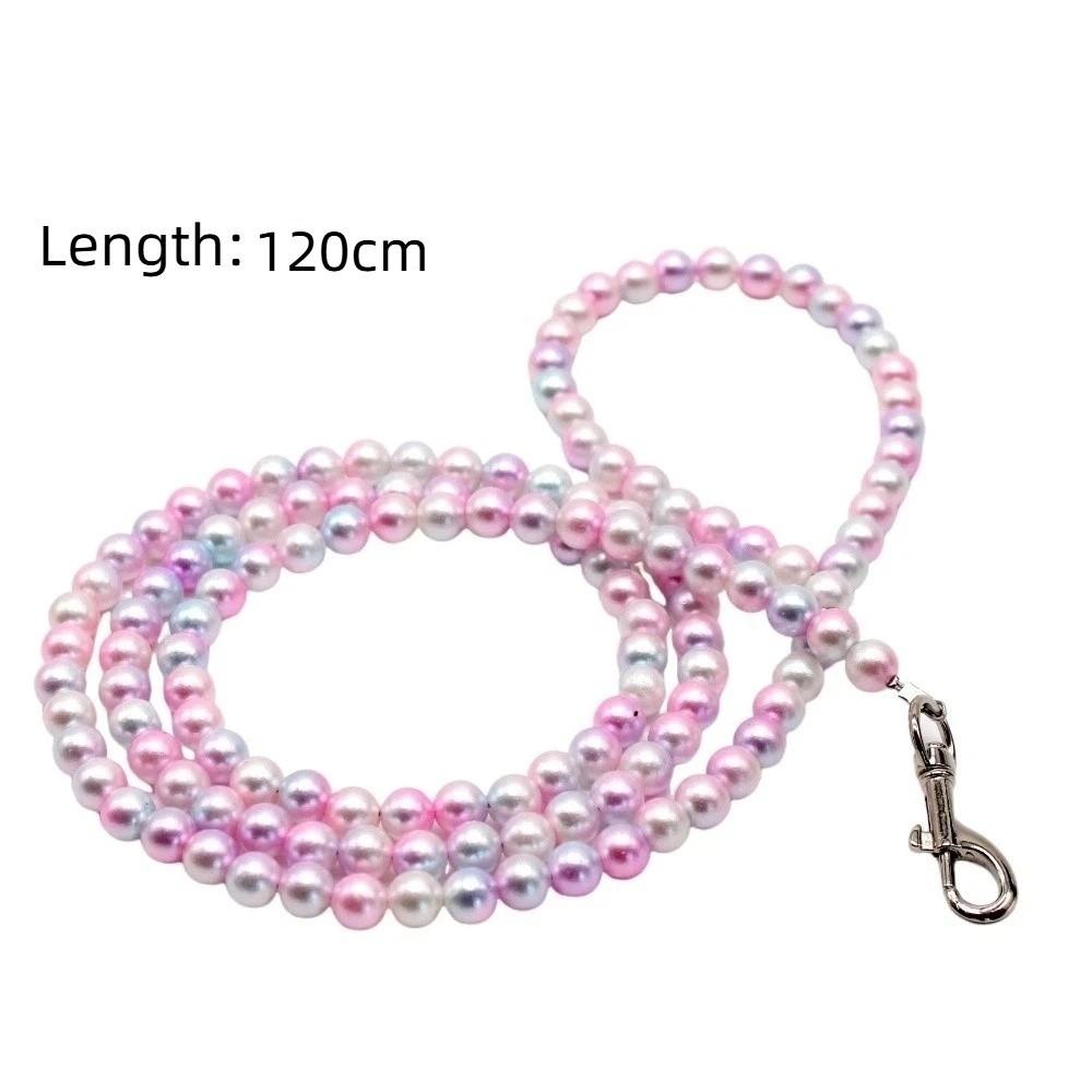 120cm/4ft Dog Cat Pearl Leash Silver Snap Hook Dog Leash Beaded Pet Dog Leash  Small Medium Dogs