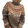 2025 Women's High Neck Jacquard Knit Sweater - Chunky European & American Style Pullover