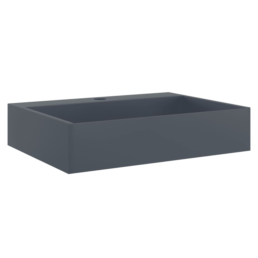 Washbasin 50 X 38 X 11 Cm Mineral Cast Marble Cast Anthracite
