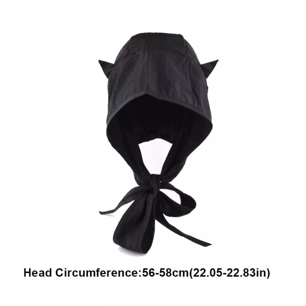 Fashion Polyester Strap Pullover Hat Solid Color Funny Headscarf Hats Little Devil Quick-drying Sun Protection Caps Women