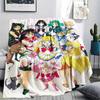 Sailor Moon Healing Illustration Pattern Flannel Blanket, High Quality Comfortable for All Seasons, Home Decor, Warmth and Comfort, Perfect for Gifts.