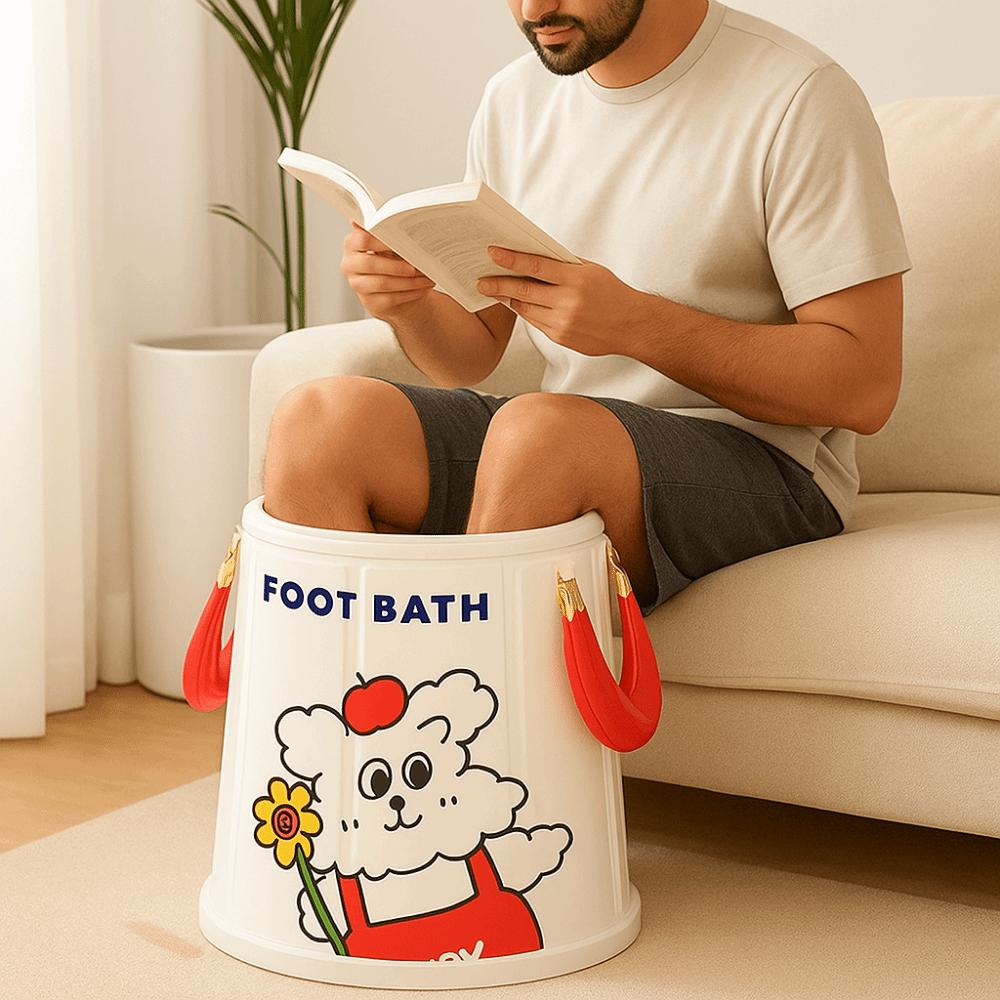 Thickened Foot Soaking Bucket Cartoon Foldable Tub Cute Portable Foot Bath  Winter Season