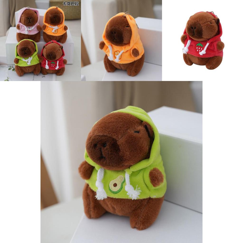 Cute Capybara Plush Pendant Toy Avocado Green Fluffy Stuffed Animal 12cm