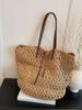 Large Capacity Straw Woven Shoulder Tote - Ideal for Seaside Vacations and Commutes