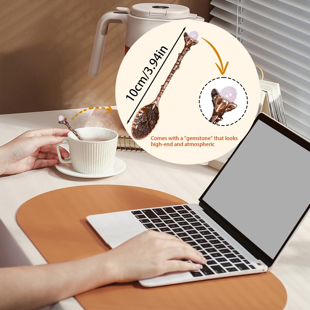 Natuurlijke Kristallen Koffielepels Met Vintage Snijwerk Creatieve Dessert Roerlepel